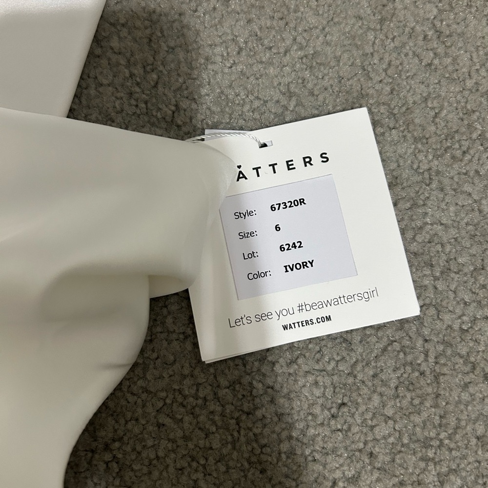 Watters 2-Piece Ivory Off-Shoulder Satin Dress - Picture 10 of 16